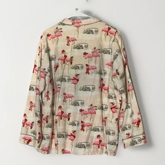 Nick & Nora Flannel Pajama Tops Lot 2 Womens XL Owl RV Button Up Novelty - Picture 3 of 9